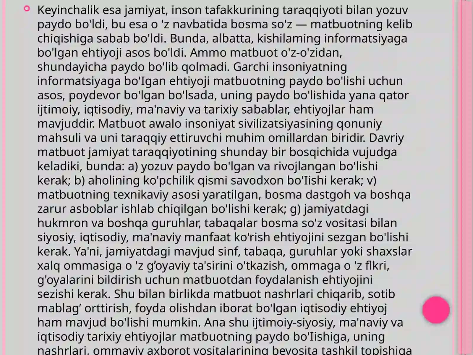 MATBUOT PAYDO BO'LISHINING IJTIMOIY - SIYOSIY SABABLARI 4