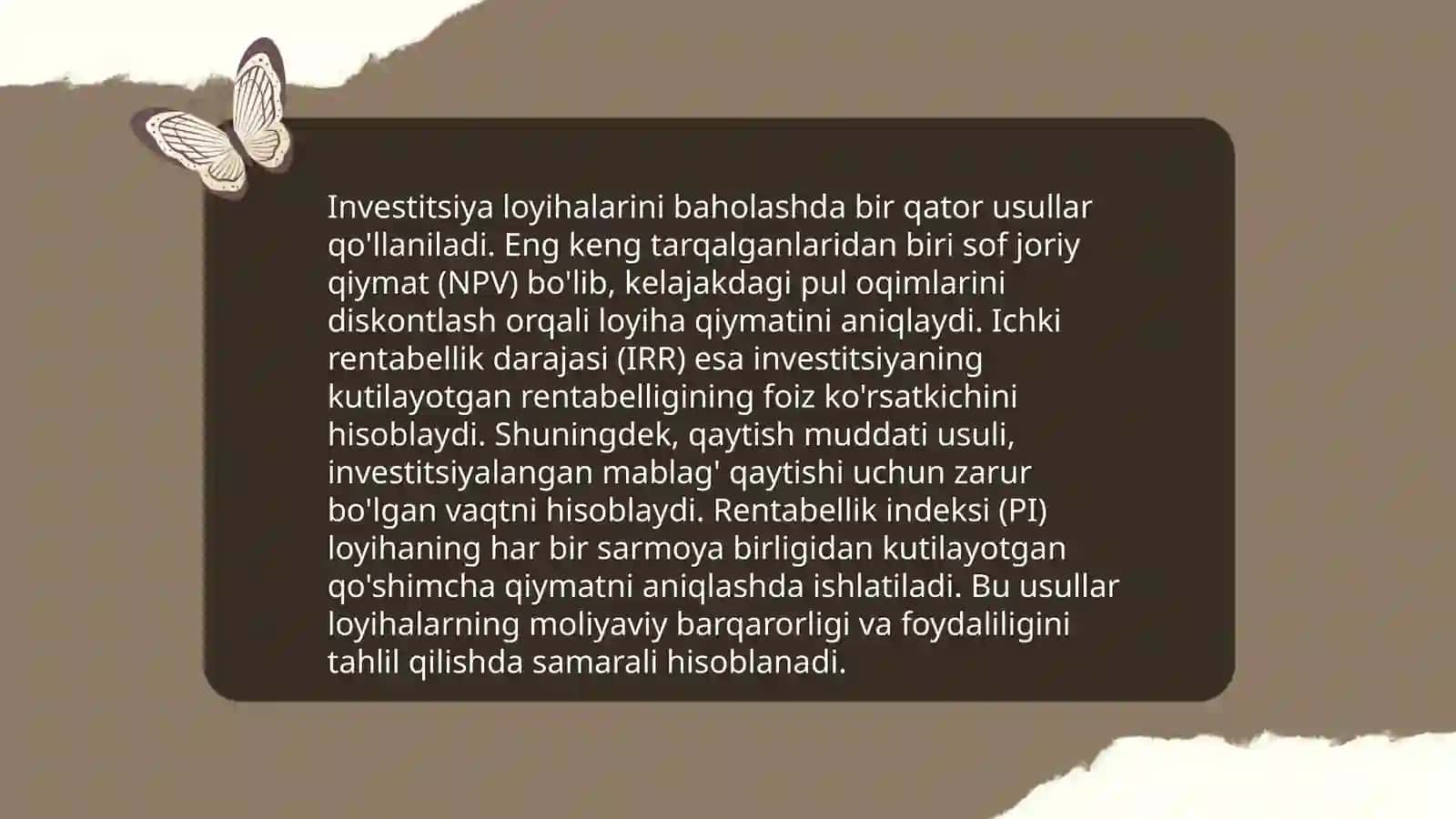 Kapitalni bujetlashtirish metodlari va amalyoti 4