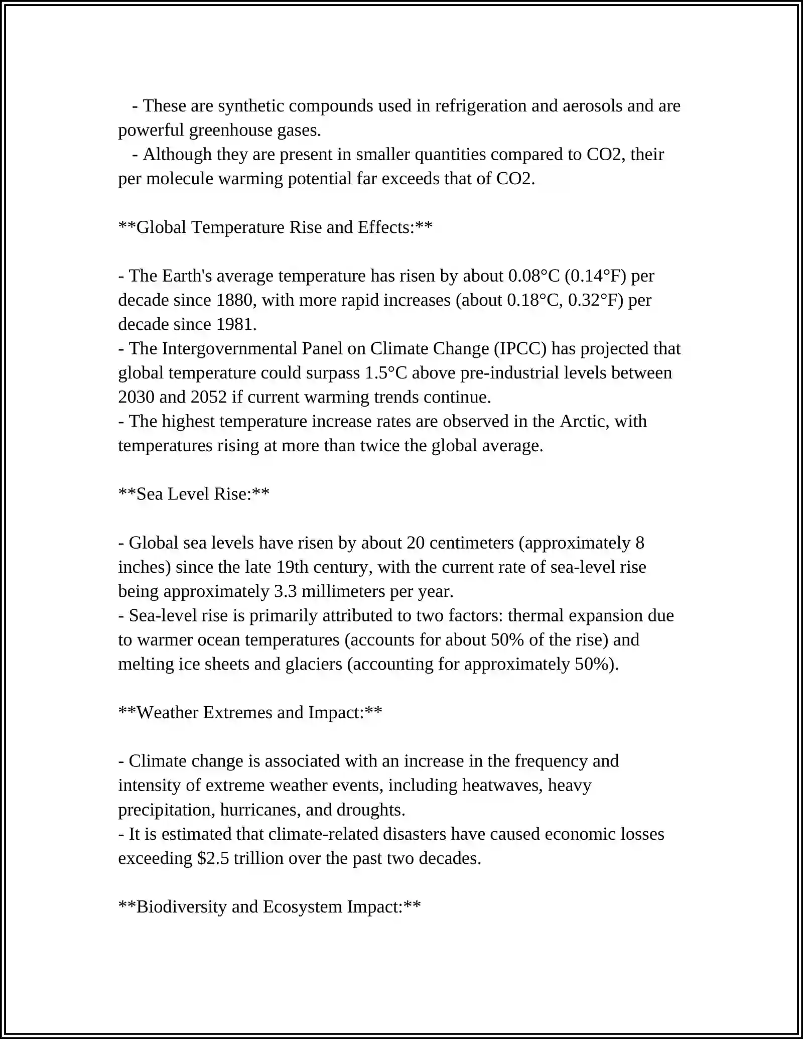 Climate Change and Global Warming: Information and Data 4