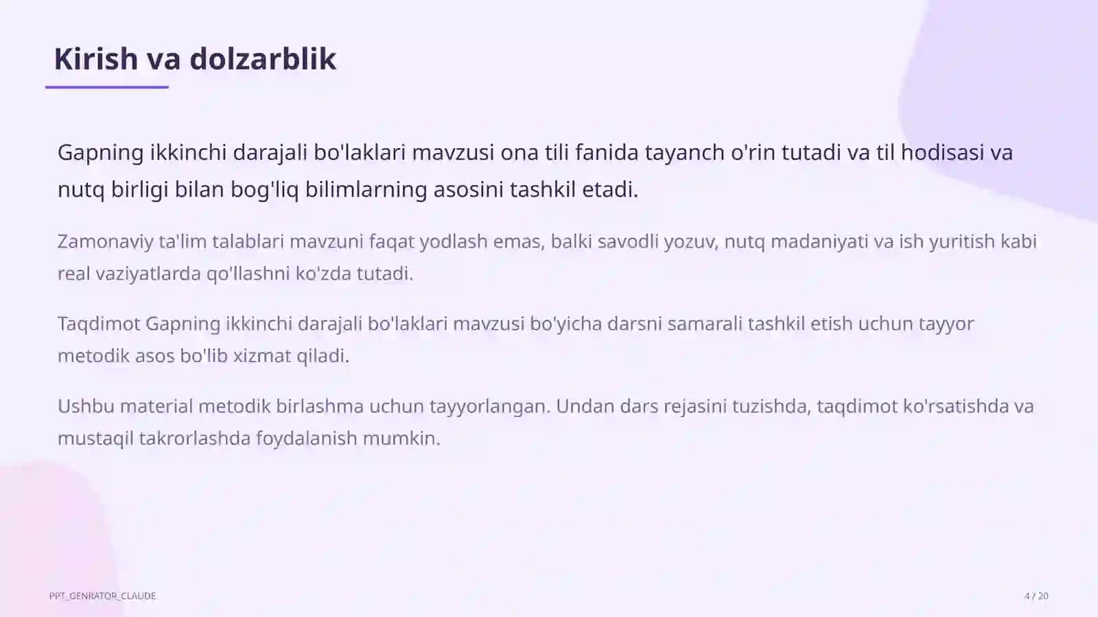 Gapning ikkinchi darajali bo'laklari (8-sinf) 4