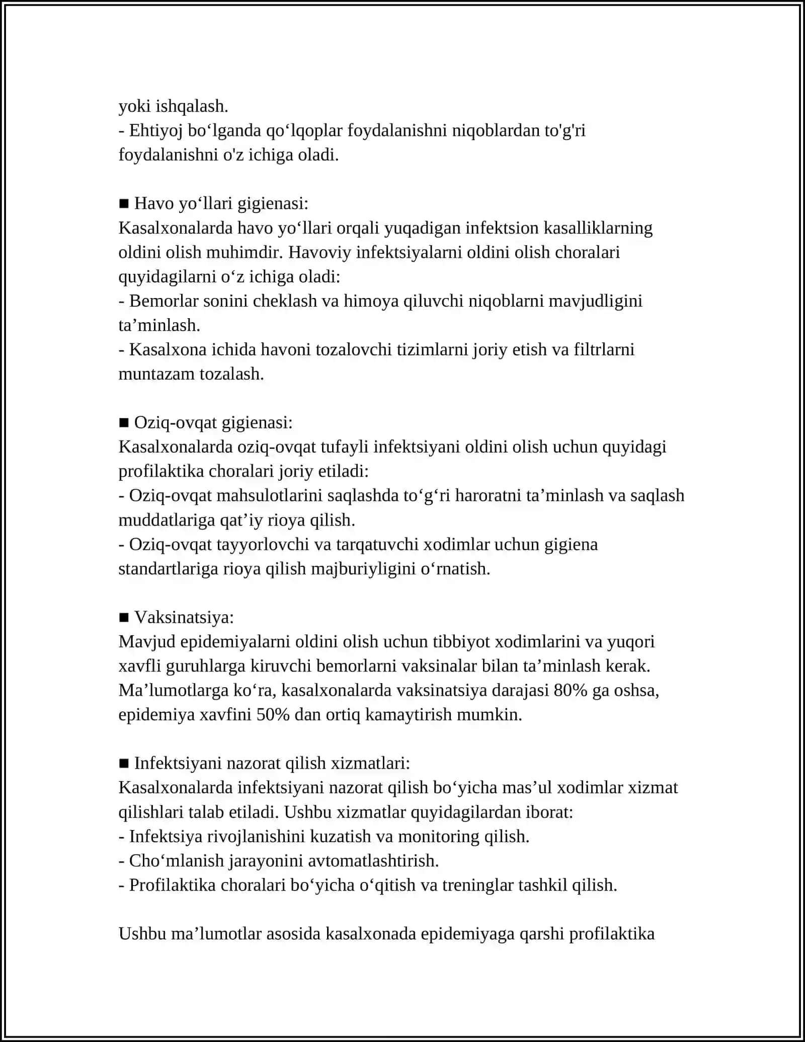 KASALXONANING EPIDEMIYAGA QARSHI KURASH, SANITAR-GIGIYENIK TARTIBI 4
