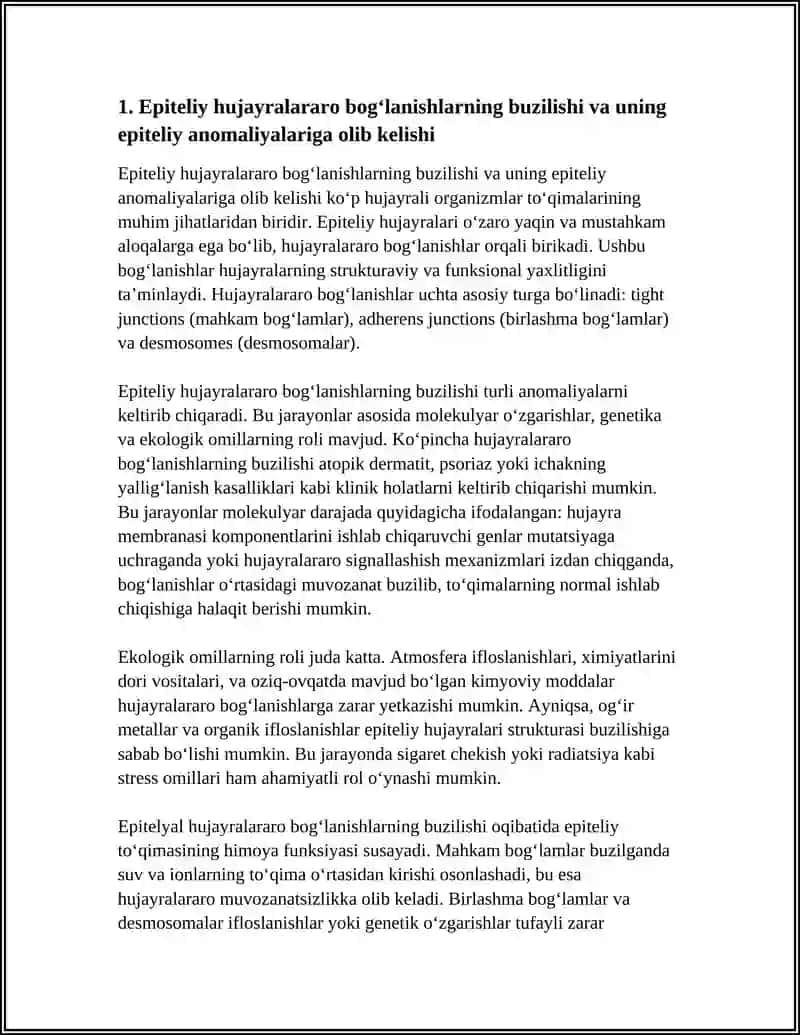 KO‘P HUJAYRALI ORGANIZM TO‘QIMALARI HUJAYRALARARO MUNOSABATLARNING BUZILISH OQIBATLARI 4