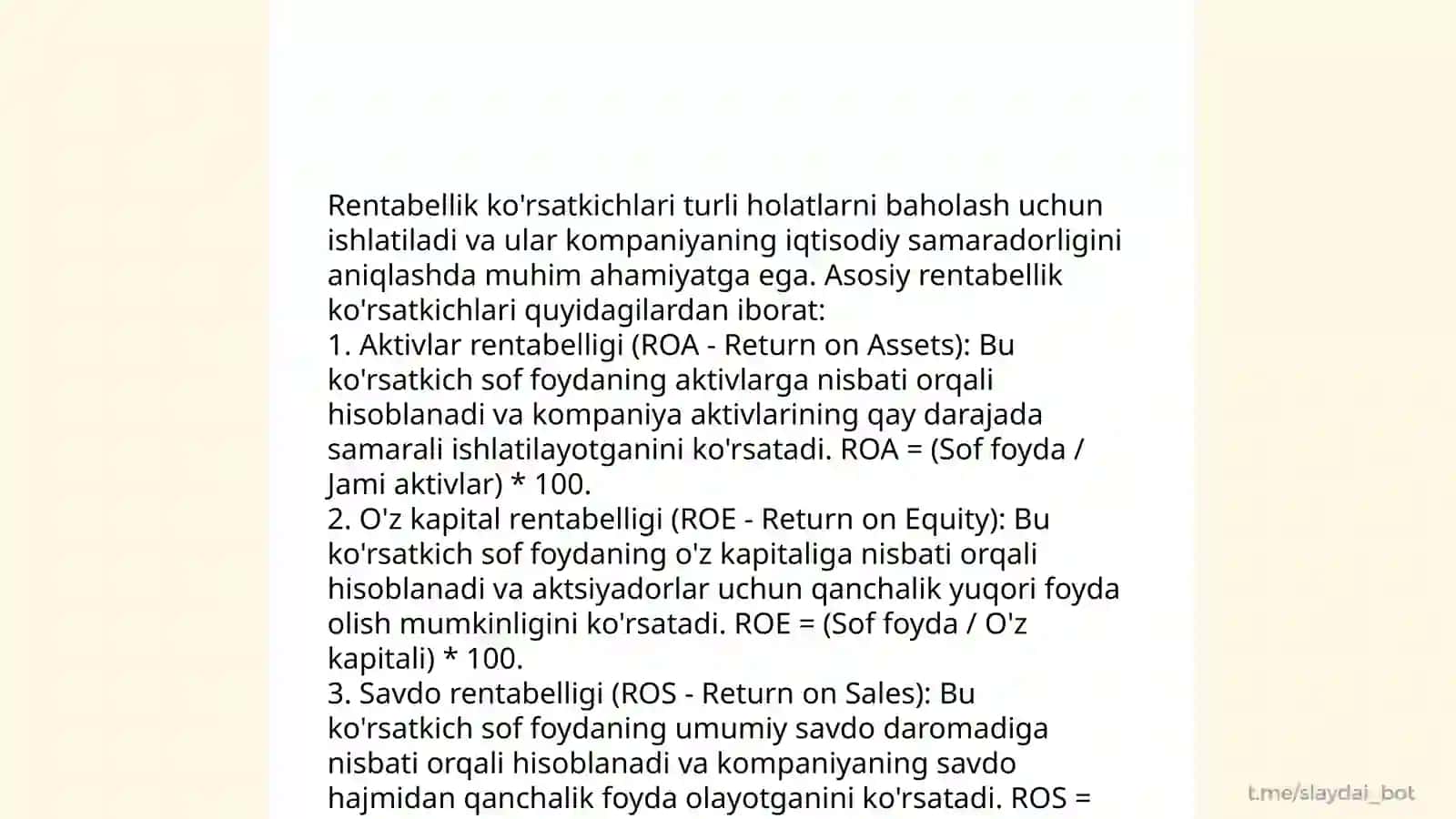 Rentabellik tahlili 4