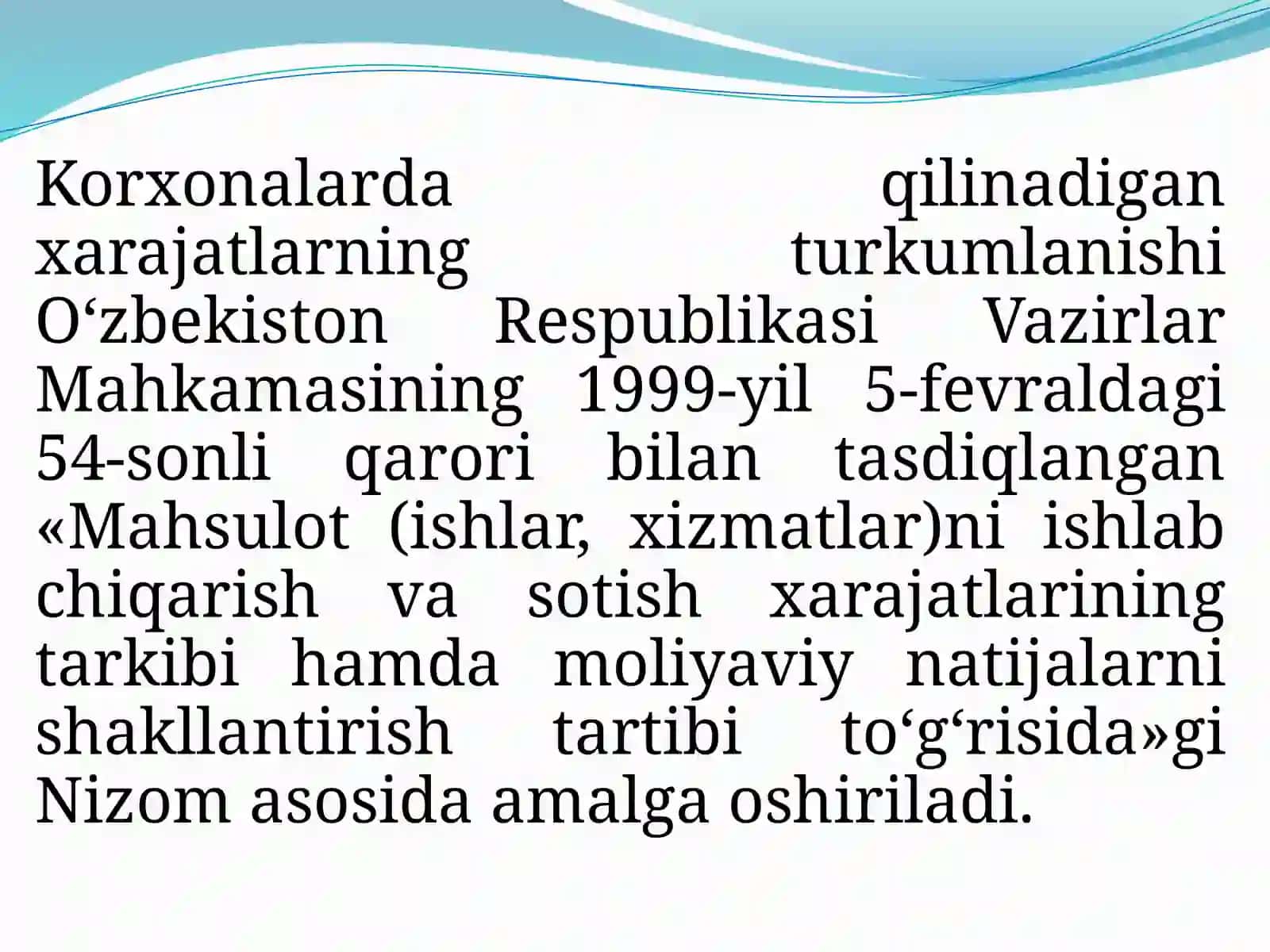 Mahsulot (ish xizmat) larni narxi kalkulyatsiya qilishning jarayonli usuli 4
