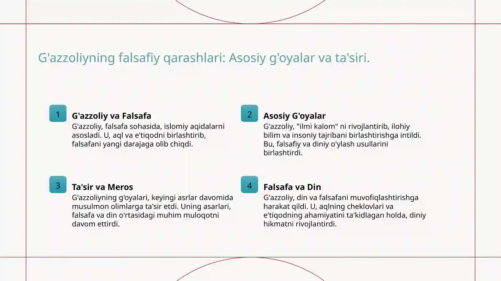 Abu Nasr Farobiy va G'azzoliyning falsafa ilmiga oid qarashlarini qiyosiy tahlil qilish 4