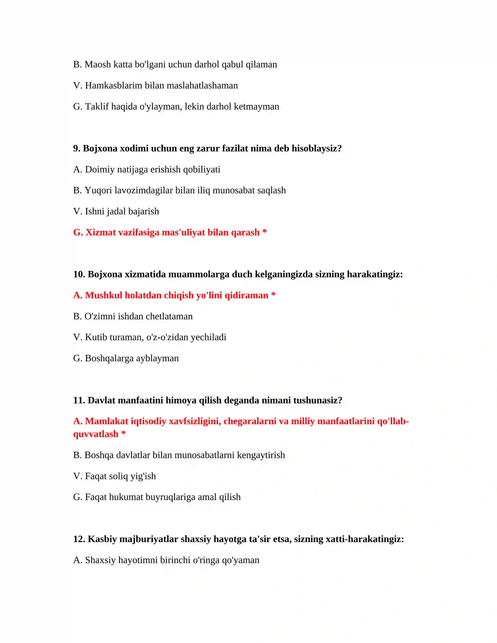 Bojxona akademiyasi test PDF 4