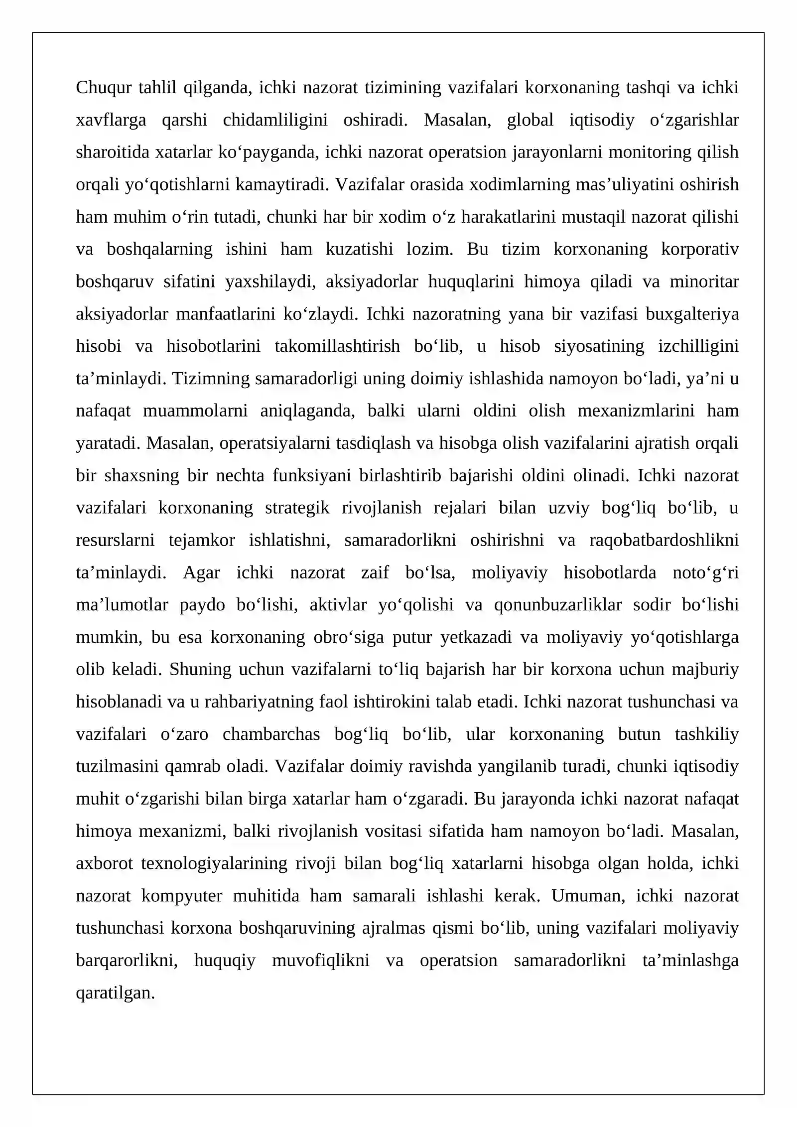 Korxona ichki nazorat tizimini o‘rganish va baholash 4