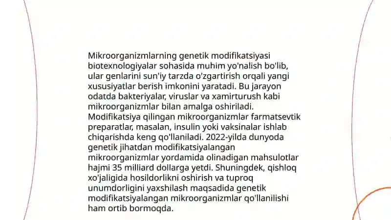 Mikroorganizmlarni gen muhandisligida qoʻllanilishi va ushbu yoʻnalishda erishilgan yutuqlar 4