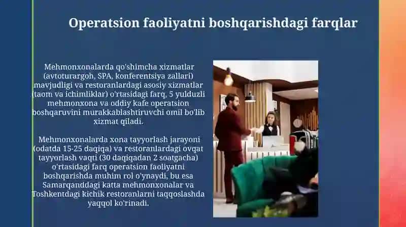 Mehmonxona va restoranlarning boshqaruv strukturasini farqi 4