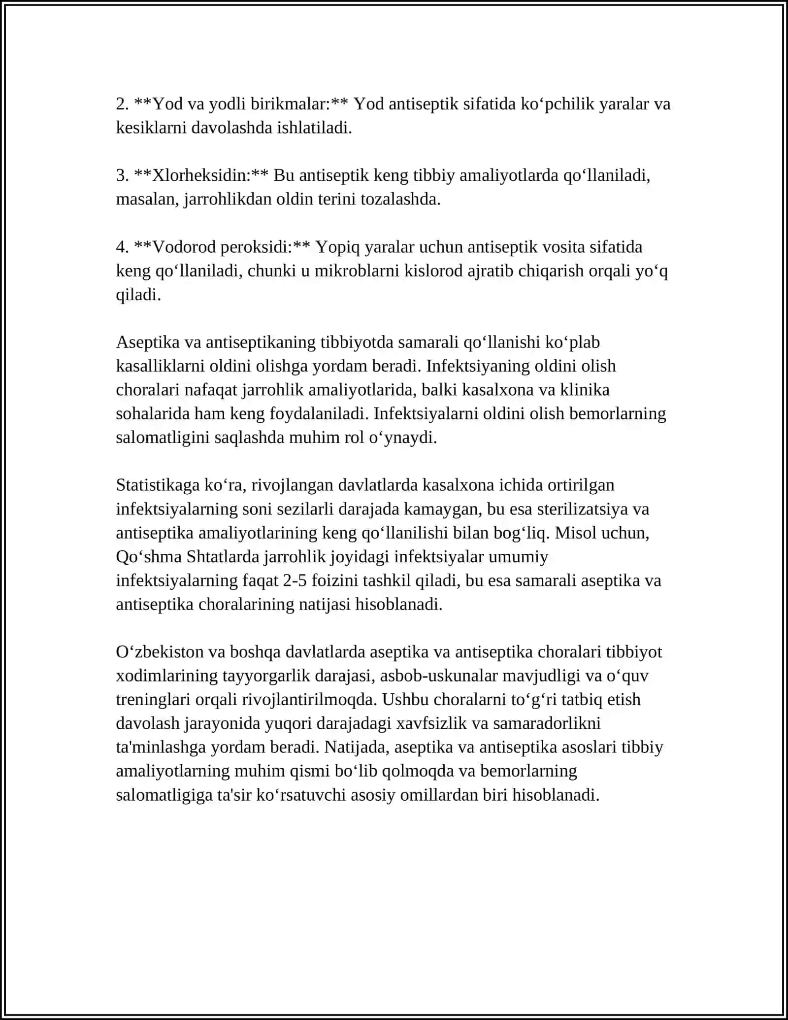 ASEPTIKA VA ANTISEPTIKA TAMOYILLARI, QO’LLAR GIGIYENASI, QO’LLARNI YUVISH TEXNIKASI 4