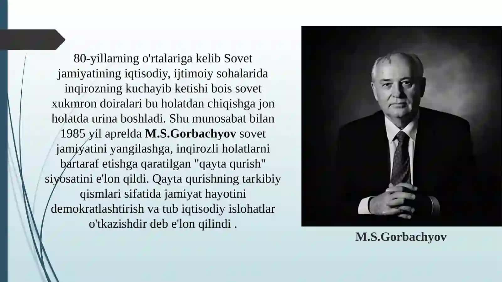 O‘zbekistondagi ijtimoiy-siyosiy vaziyat "Qayta qurish" yillarida 4