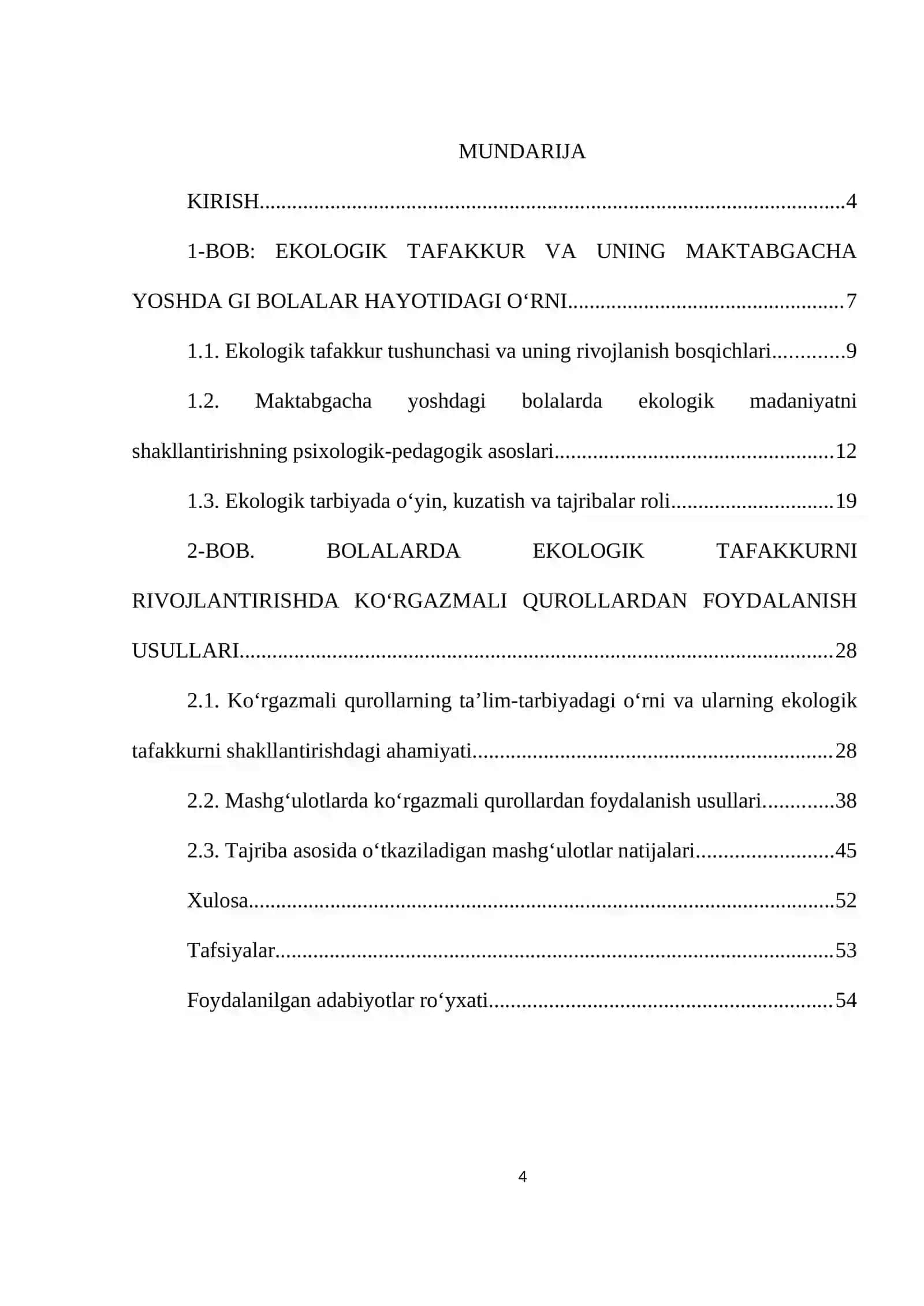 Bolalarda ekologik tafakkurni rivojlantirishda ko’rgazmali qurollarda foydalanish KURSI 4