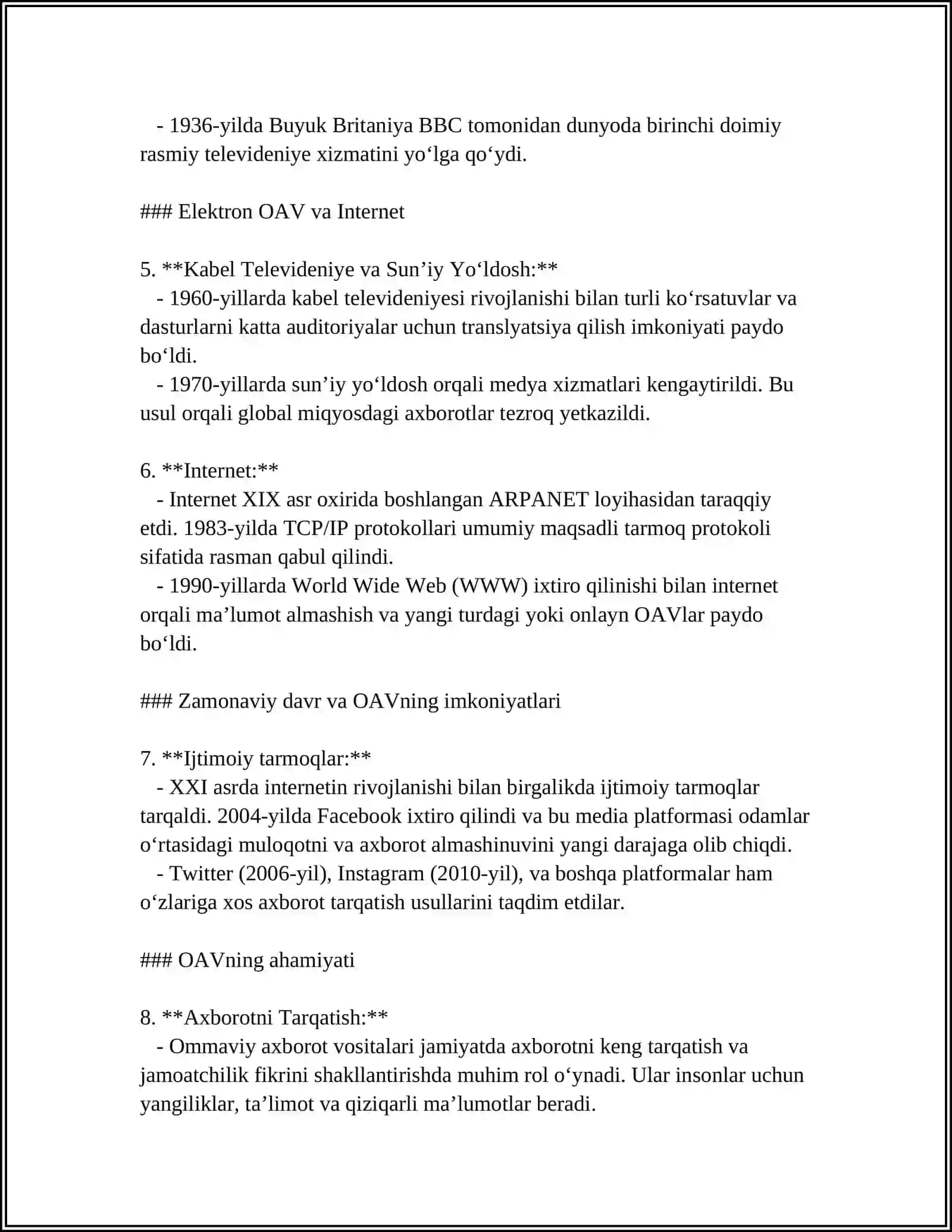 O‘mmaviy Axborot Vositalarining Tarixi 4