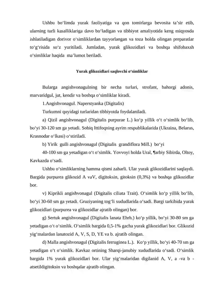 YURAK GLIKOZIDLARINING KIMYOVIY TUZILISHI VA AHAMIYATI 4