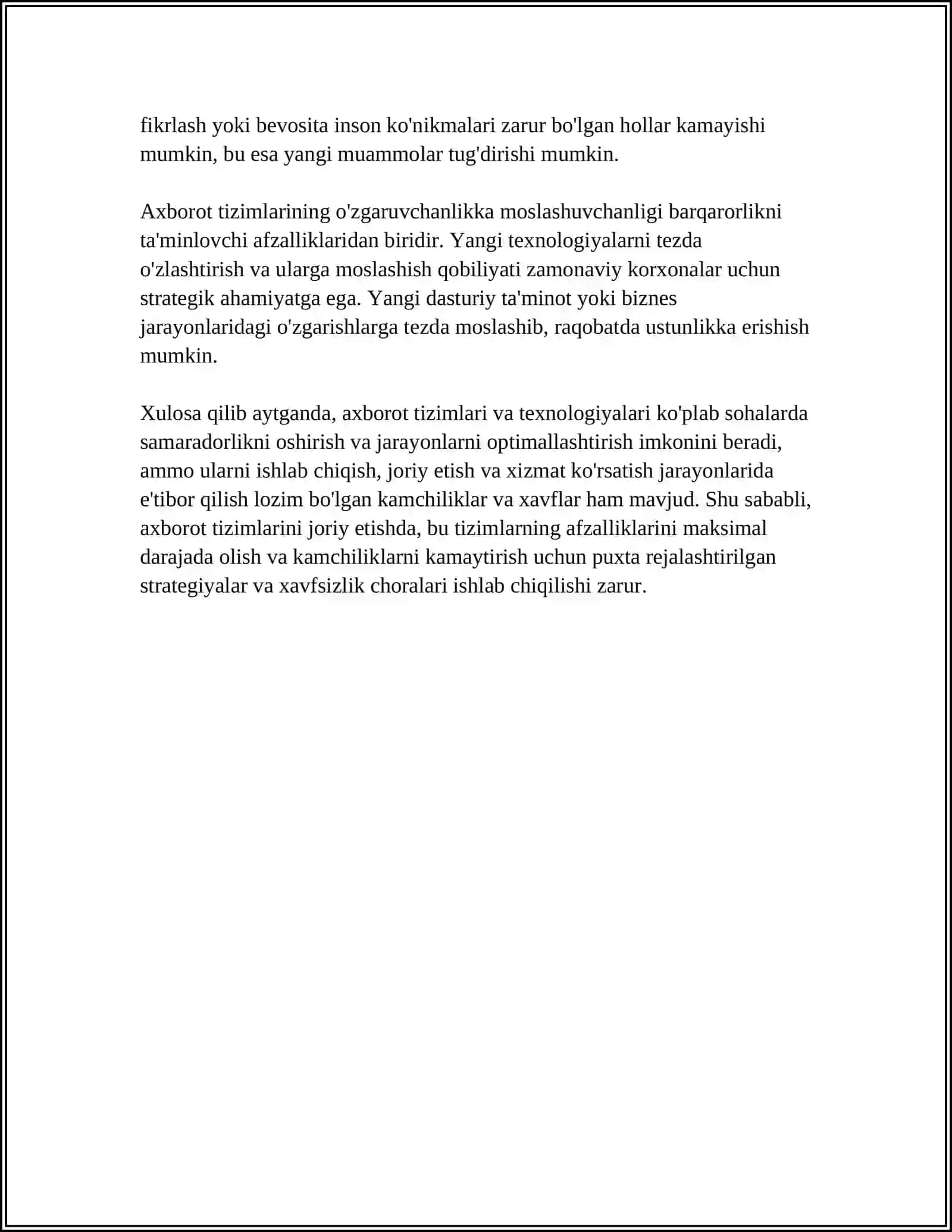 AXBOROT TIZIMLARI VA AXBOROT TEXNOLOGIYALARI ULARNING AFZALLIKLARI VA KAMCHILIKLAR 4