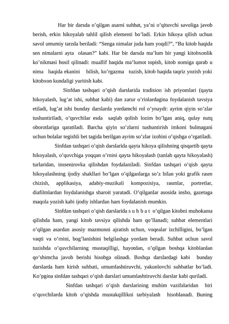 Sinfdan tashqari o’qish usuliyoti 4
