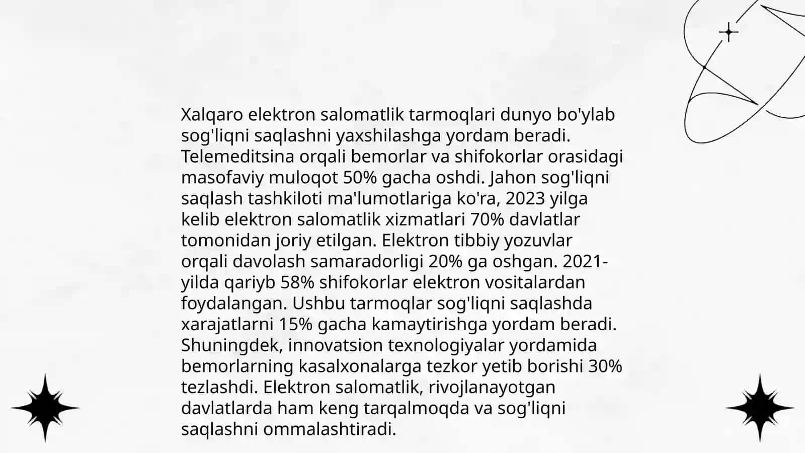 Xalqaro tarmoqlarda elektron salomatlik. Hamkorlik uchun yangi imkoniyatlar 4