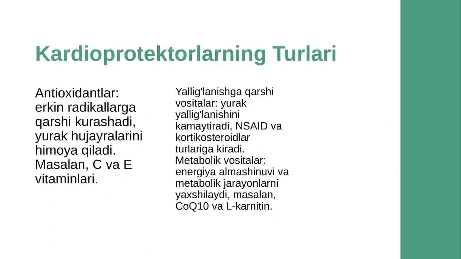 Kardioprotektorlar va metabatrop vositalar 4