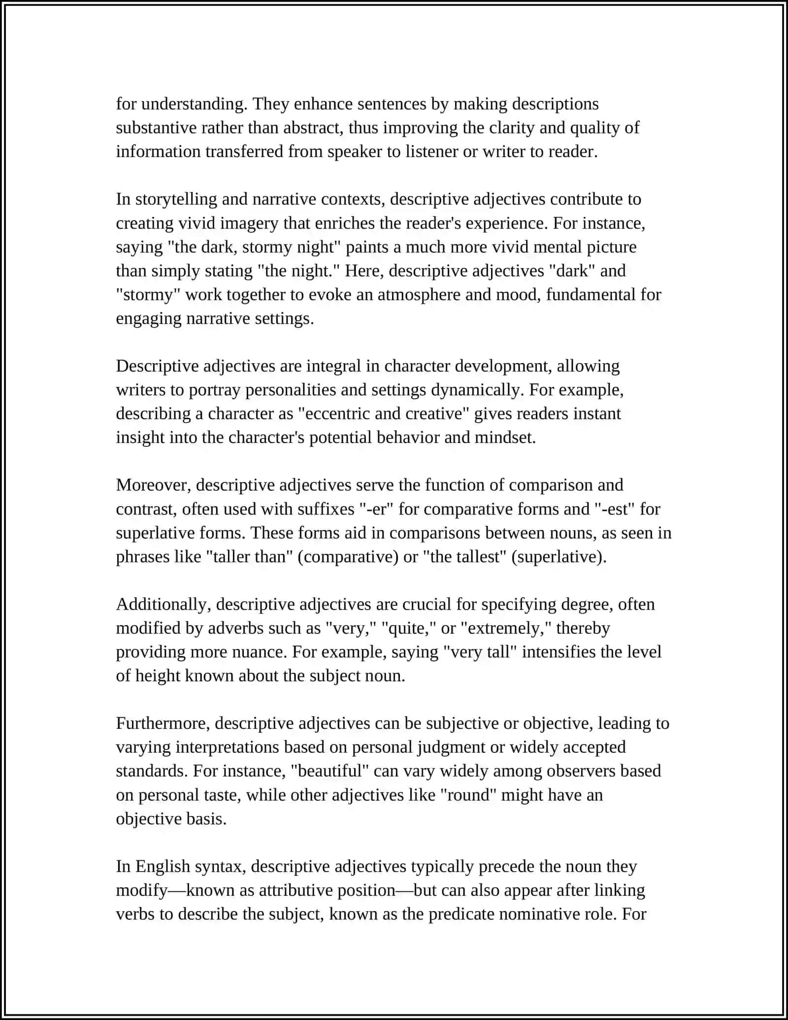 Descriptive Adjectives in English Language 4