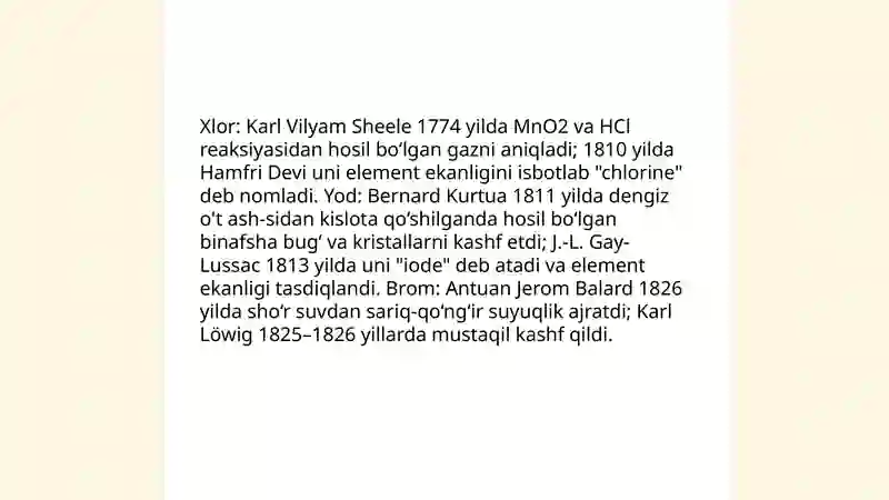 Kimyoviy elementlarning kashf etilishi 4