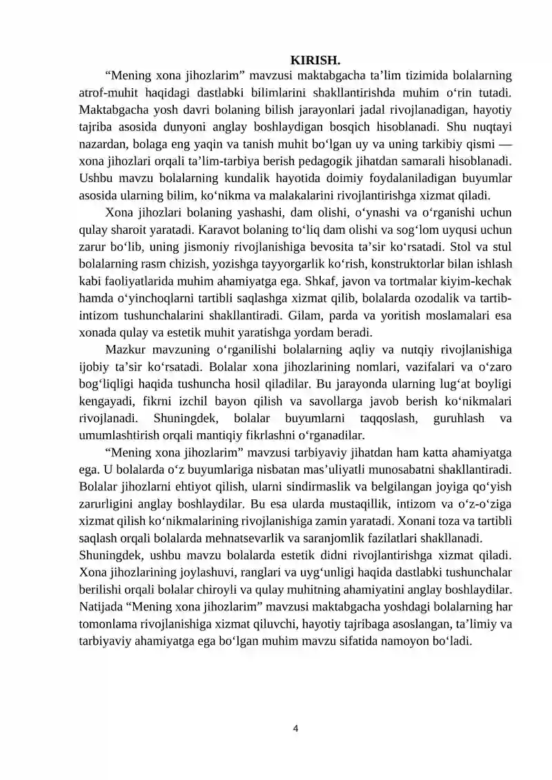Mening xona jihozlarim MAVZUSIDA MIKRODARS 4