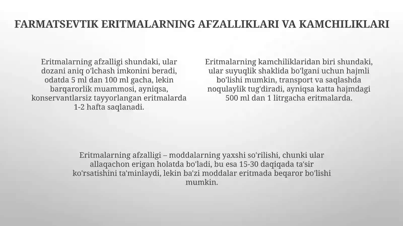 Farmatsevtik eritmalar. Qiyomlar. Xushbo'y suvlar. Efir moylari 4