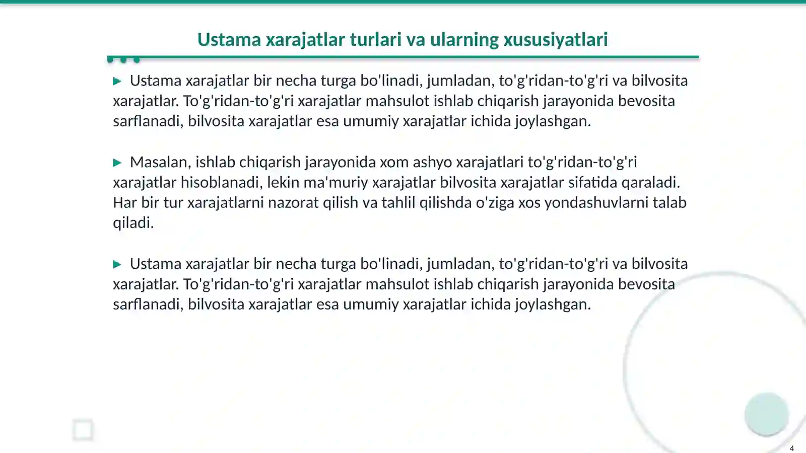Ustama xarajatlar 4