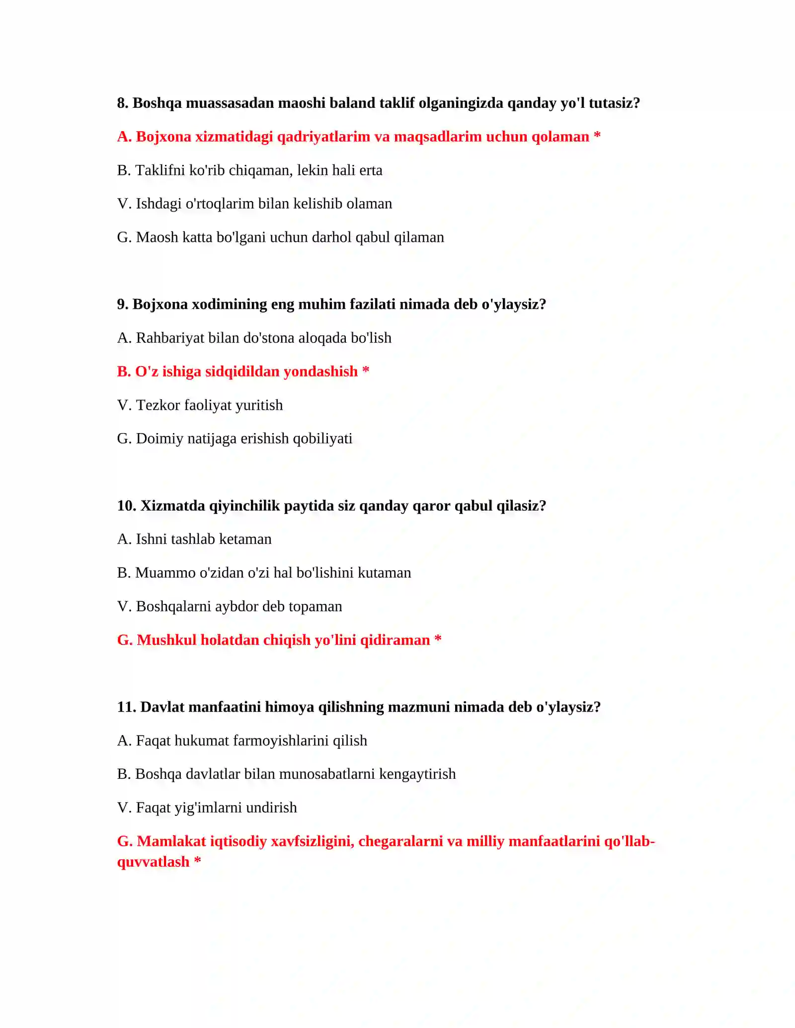 Bojxona ishga kirish savol javob PDF 4