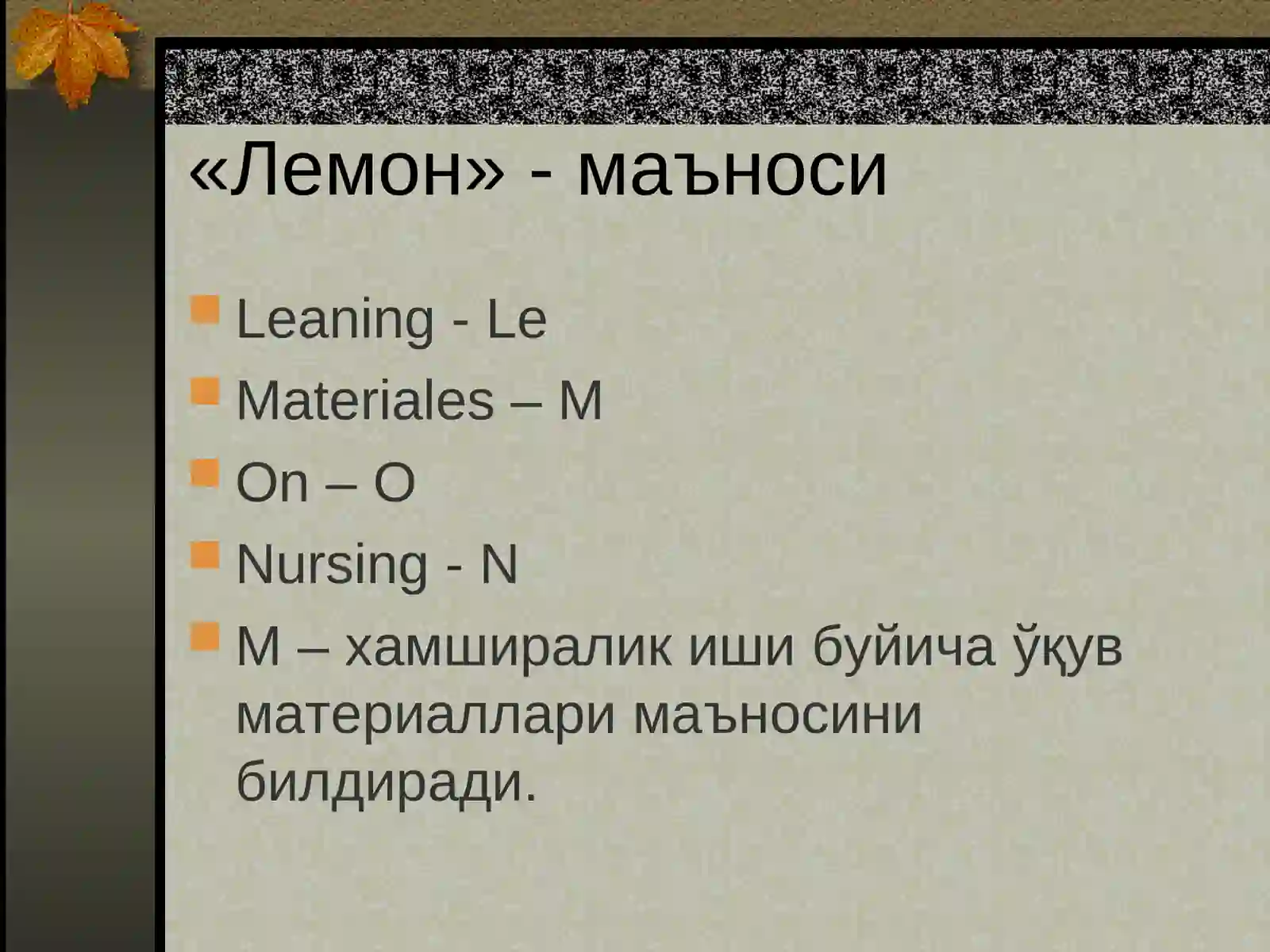 ЛЕМОН ўқув дастури 4