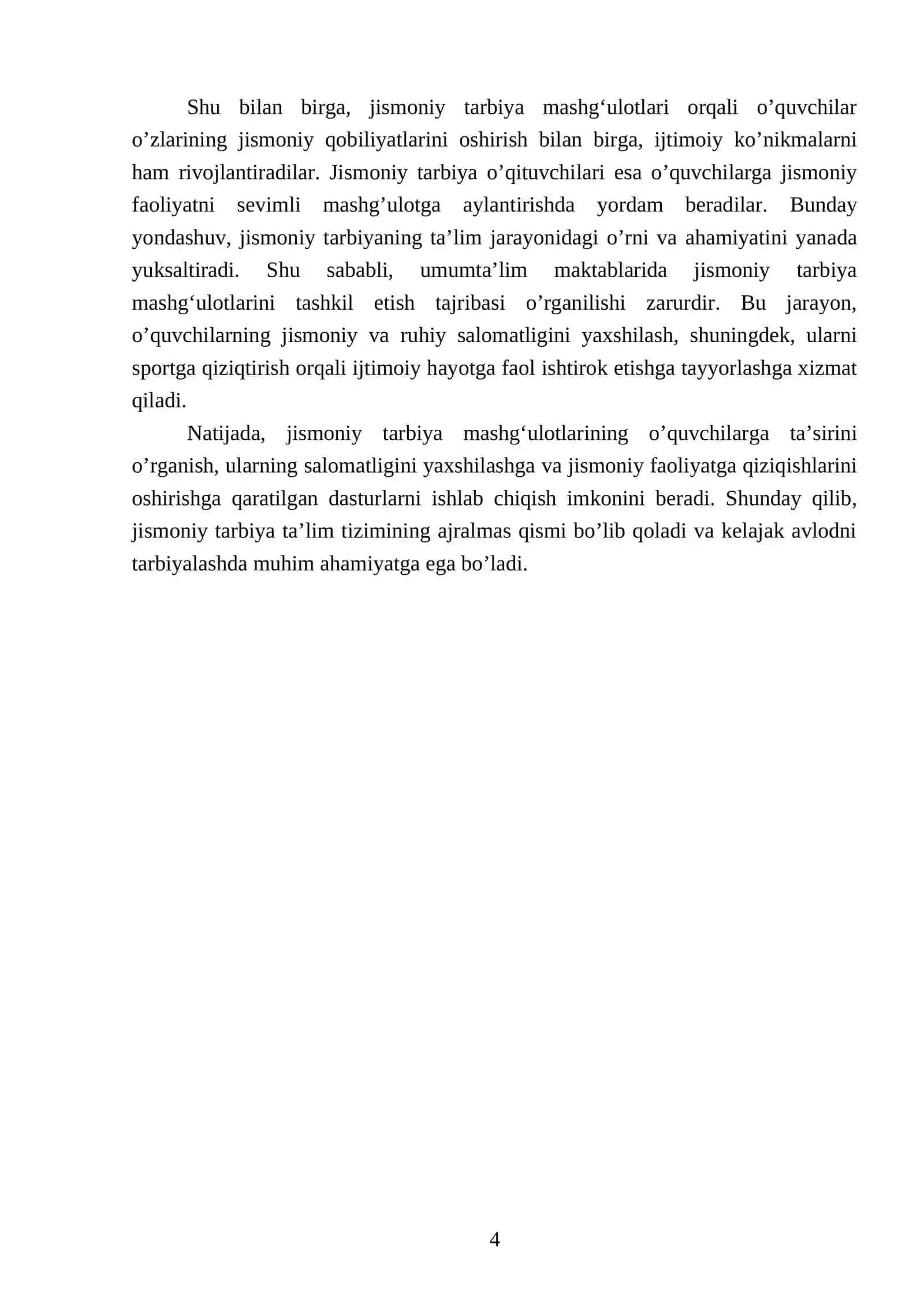 Umumtaʼlim maktablarida jismoniy tarbiya mashgʻulotlarini tashkil etish tajribasi 4