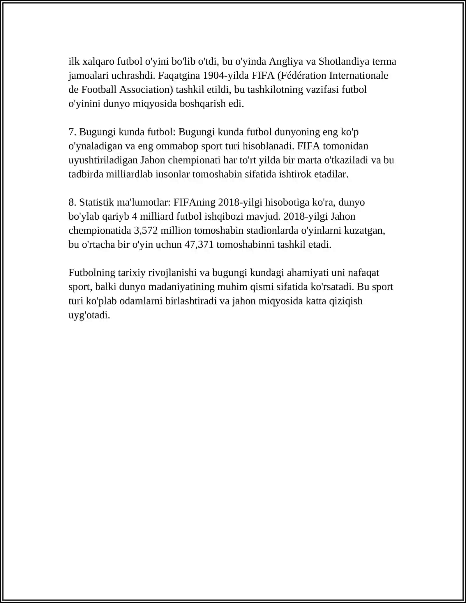 FUTBOL (TARIXI, QOIDALARI, OLIMPIYA OYINLARI, JAHON CHEMPIONATLARI) 4