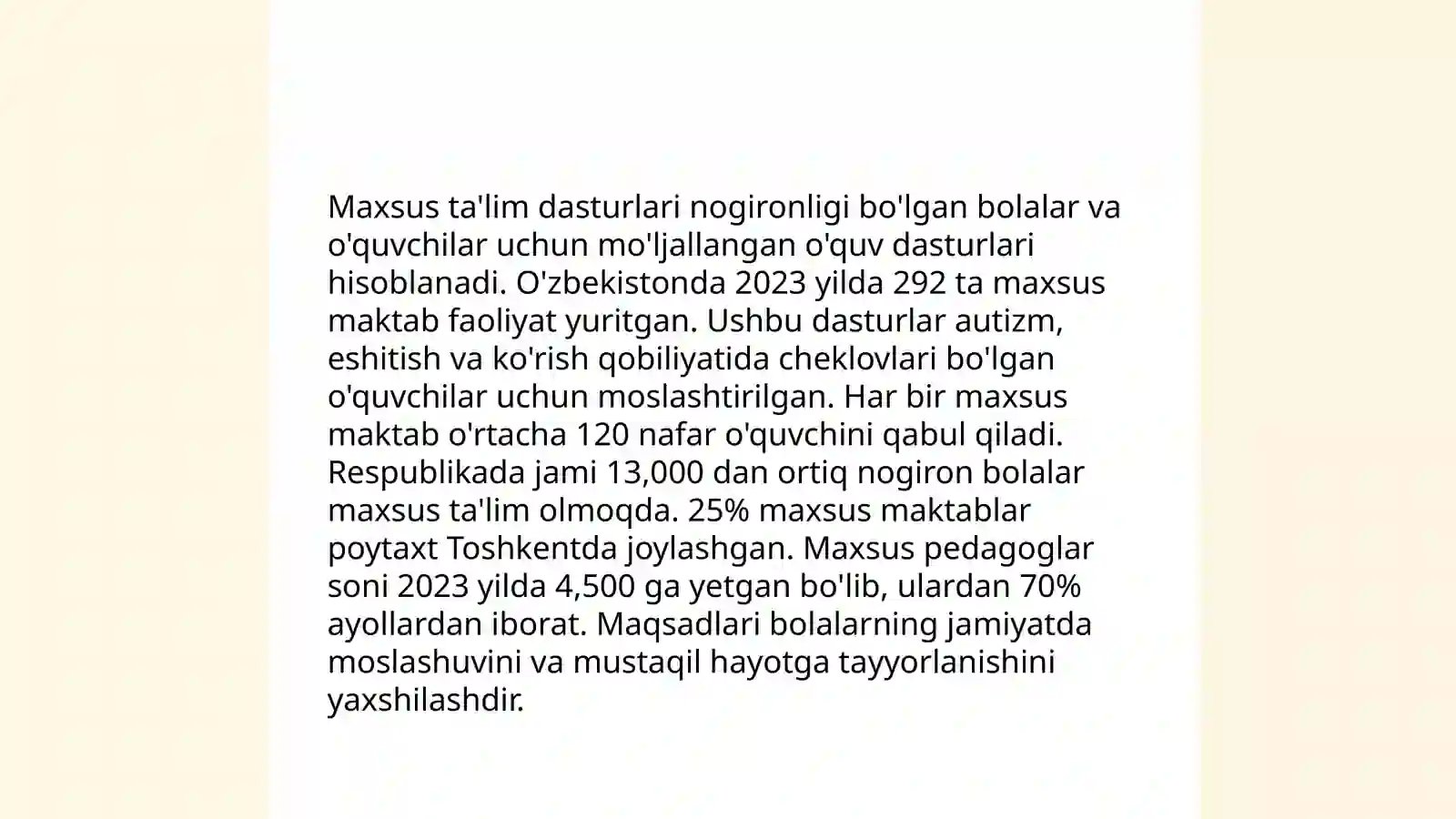 Aqliy va ruhiy rivojlanishida nuqsoni boʻlgan bolalar taʼlim tarbiyasi 4