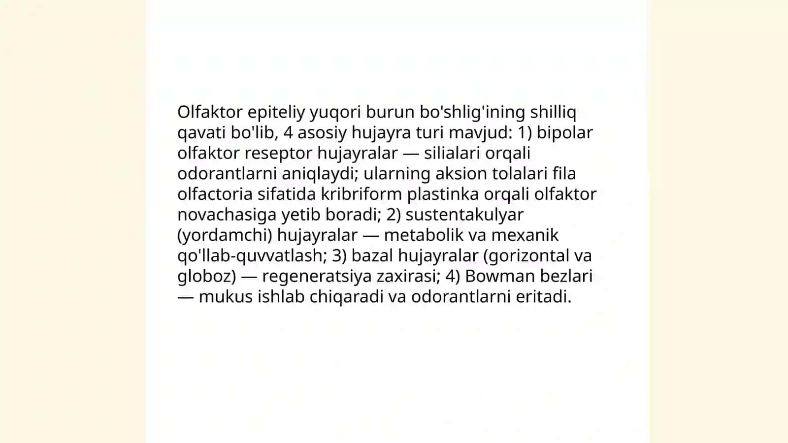 Ta‘m va hid bilish analizatorlarning funksional anatomiyasi 4