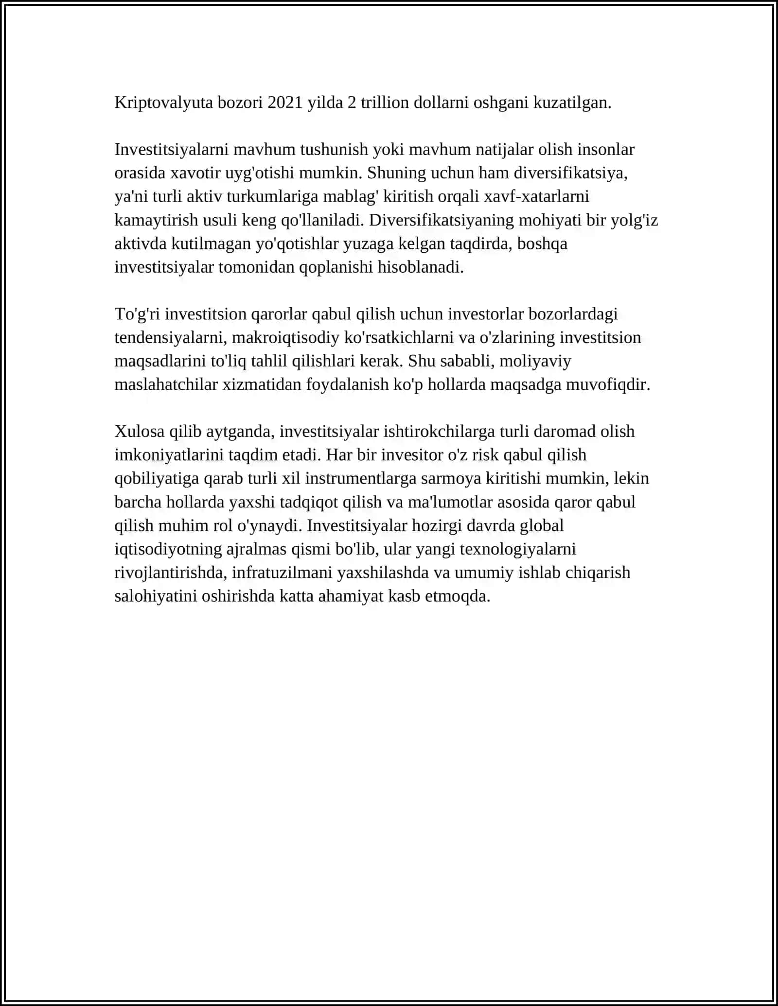 INVESTITSIYALAR VA SARMOYAVIY MUHIT 4