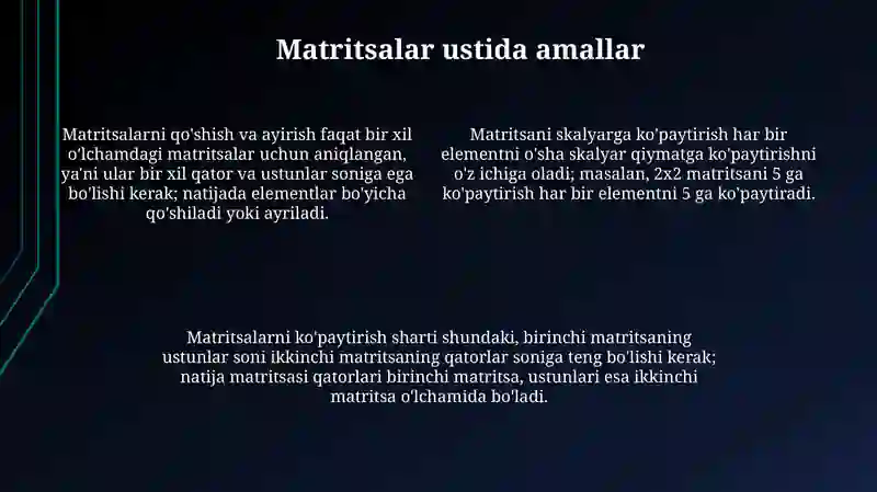 Matritsaning xossalari 4