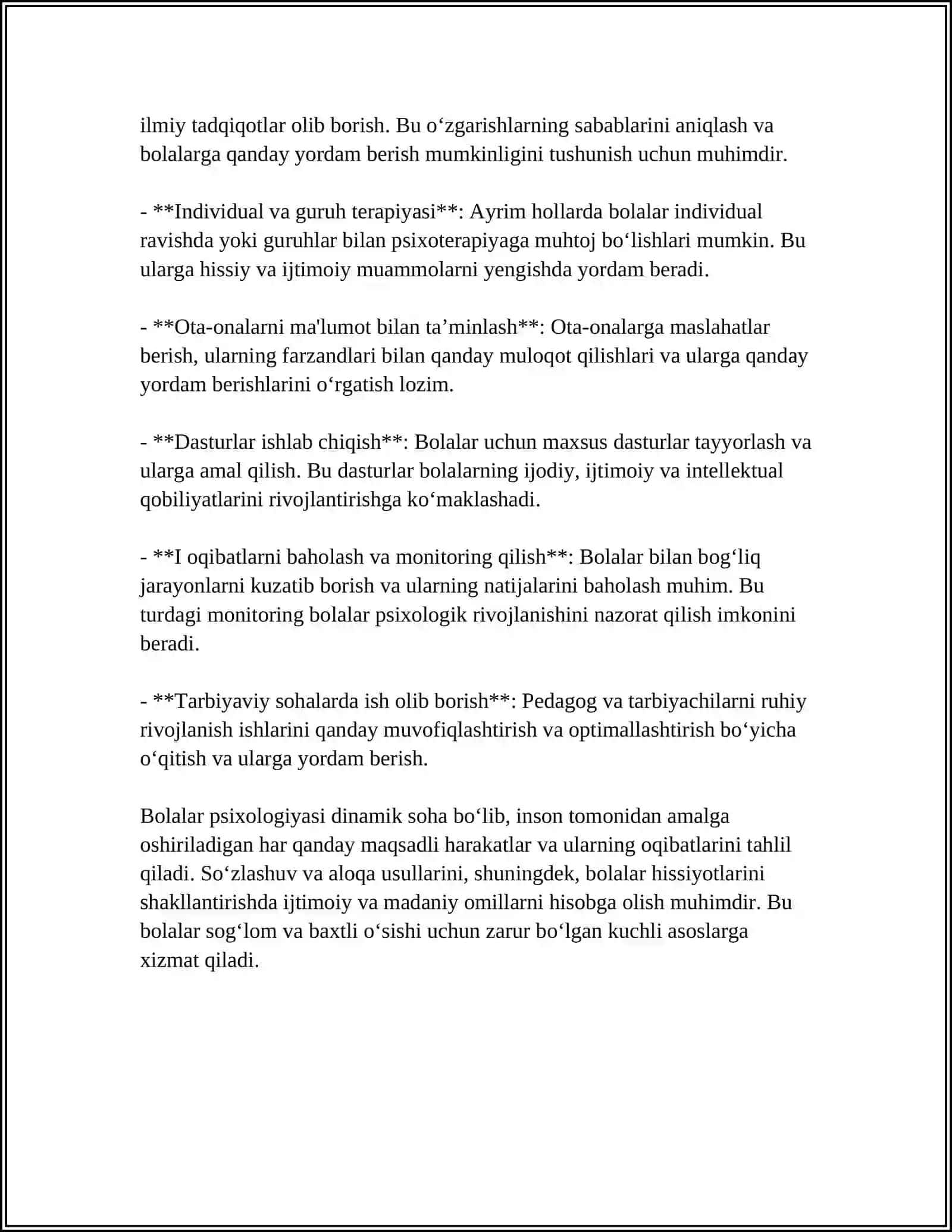 BOLALAR PSIXALOGYASI FANINING PERDMETI VAZIFALARI 4