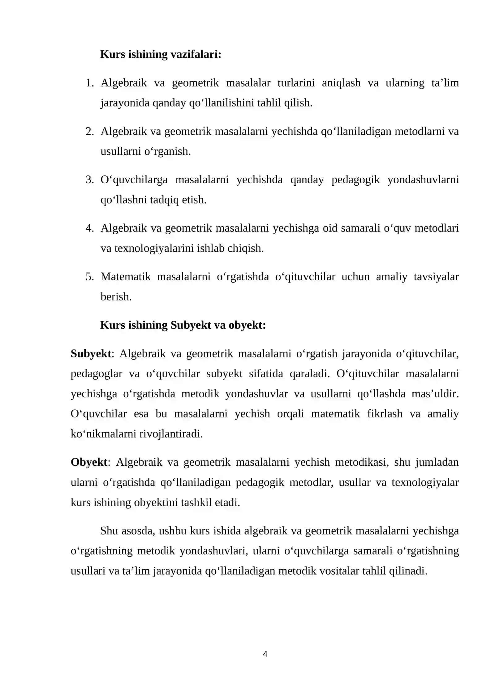 Algebraik va Geometrik mazmunli masalalar yechishga oʻrgatish metodikasi 4