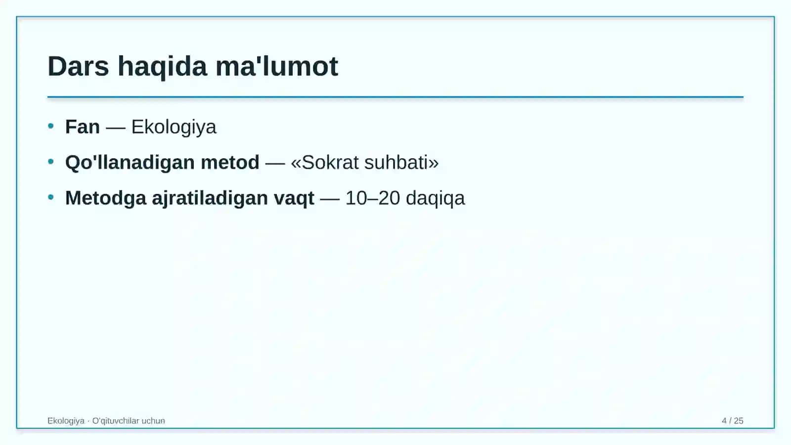 ekologiya darslarida sokrat suhbati metodidan foydalanish 6702 4