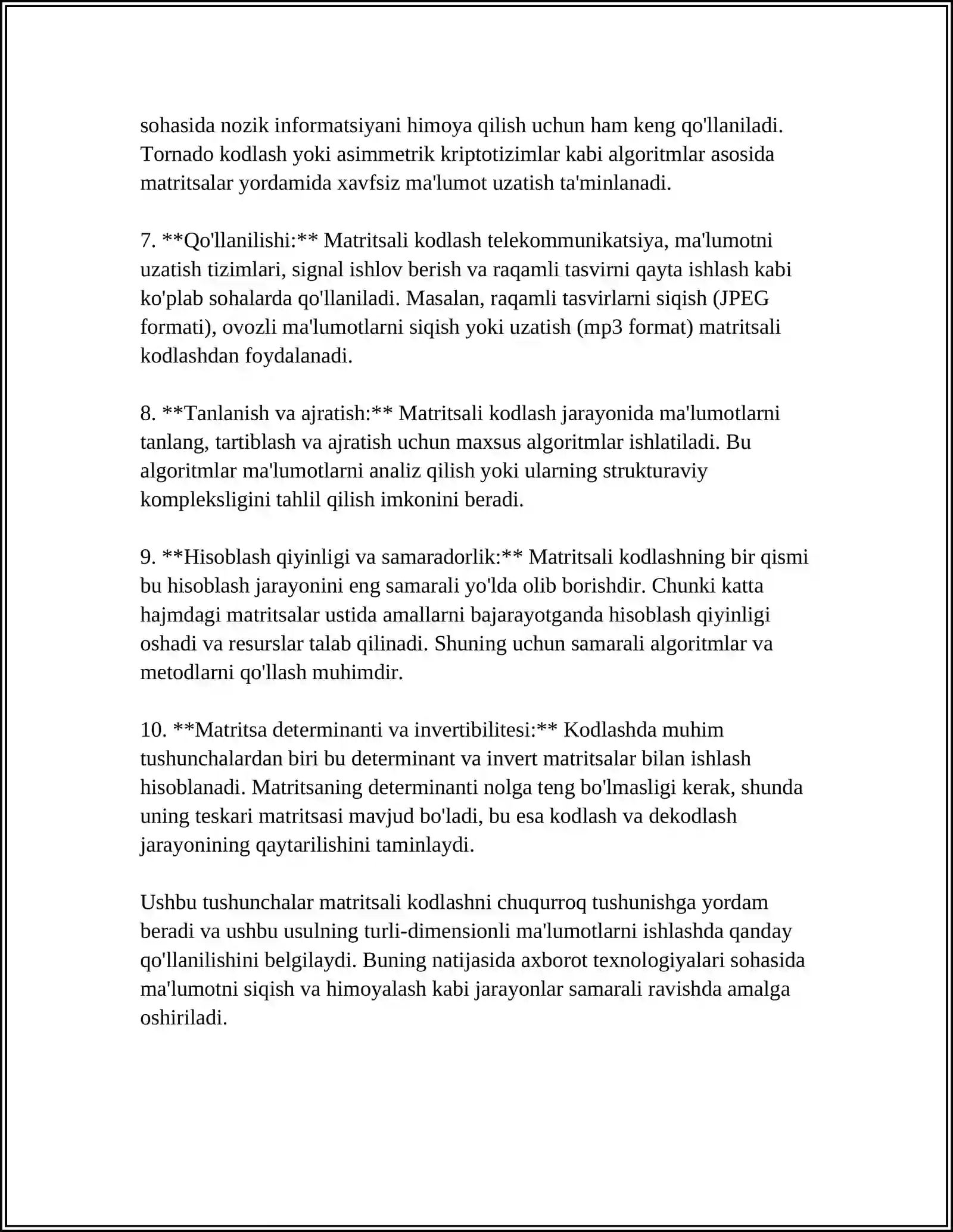 MATRITSALI KOD 4