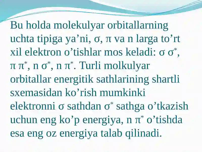 Molekulalarning elektron spektrlari 4