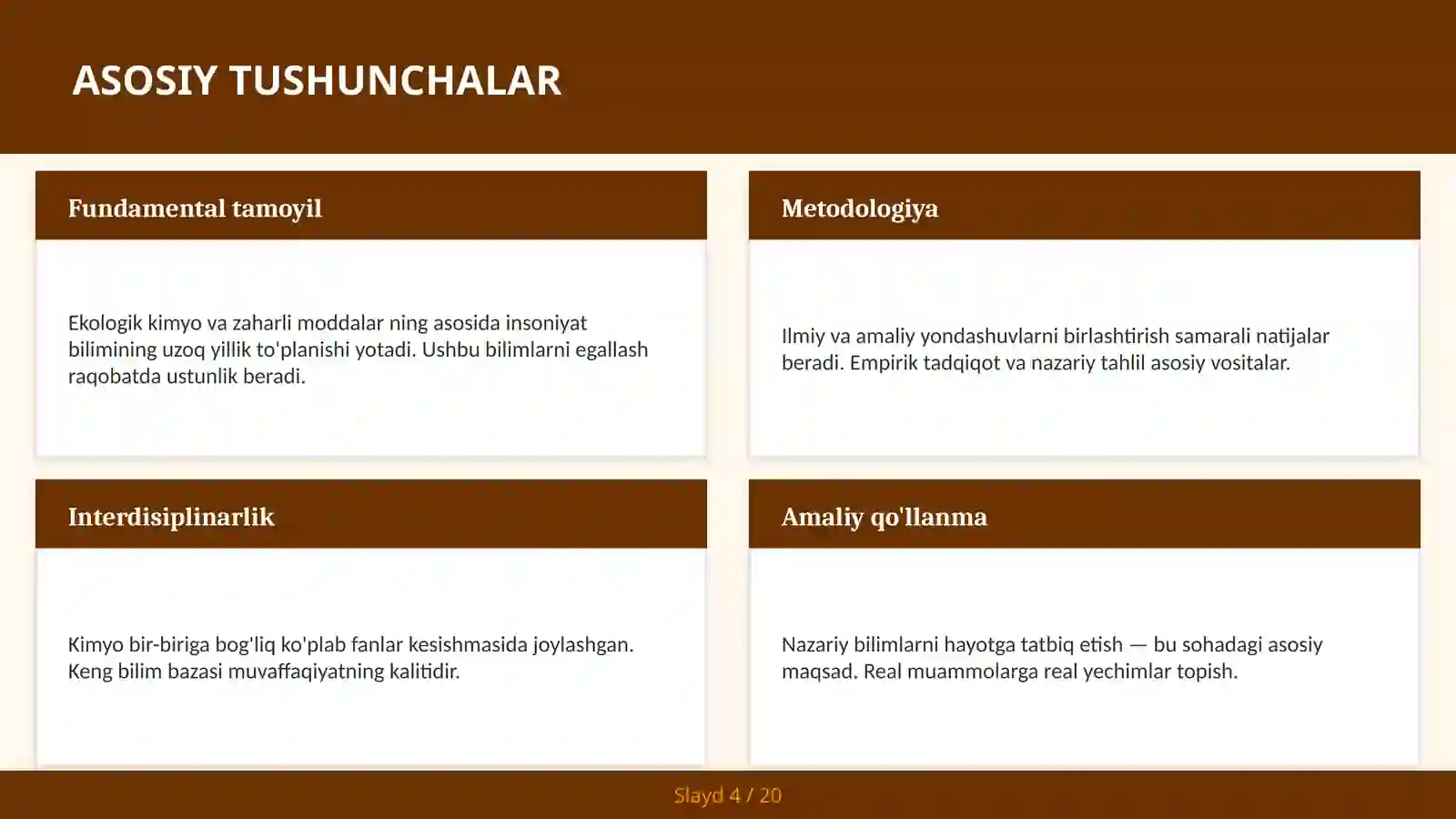 Ekologik kimyo va zaharli moddalar 4