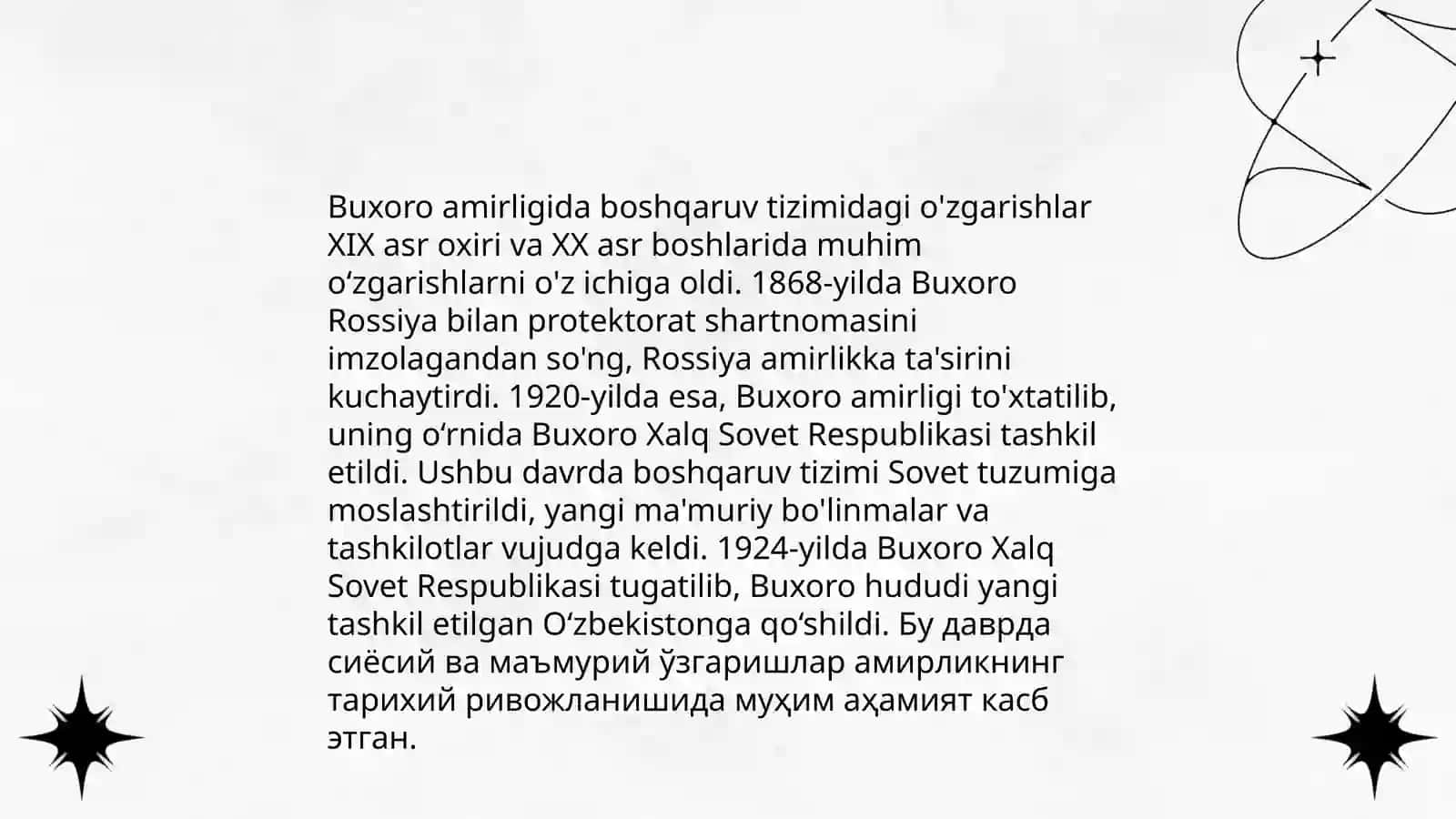 Buxoro amirligi ustidan Rassiya protektorati o’rgatilgandan so’ng davlat tuzumidagi asosiy o’rganishlarni aniqlash 4
