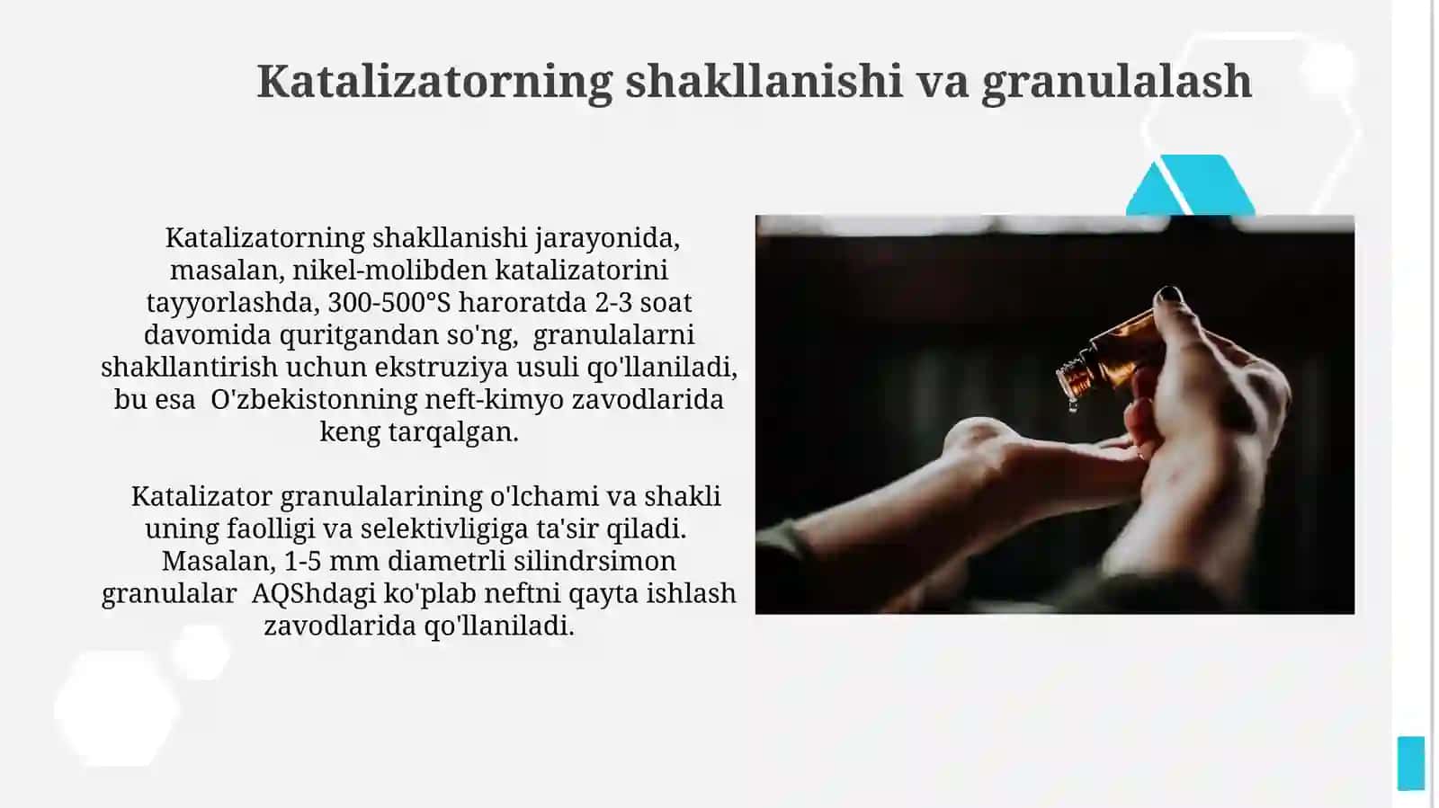 Neft va gazni qayta ishlashda qoʻllaniladigan katalizatorning tayyorlash usuli 4