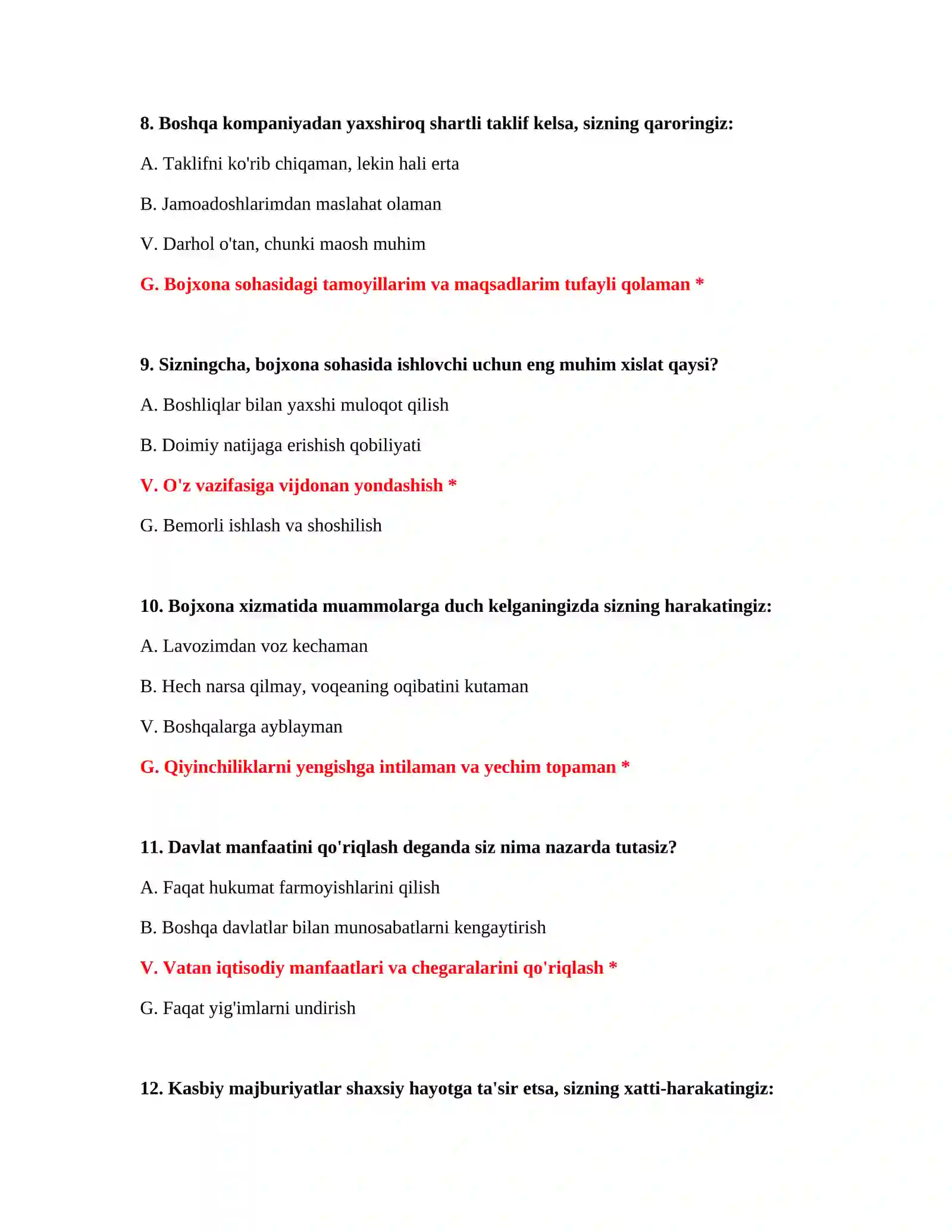 Bojxona statistikasi test savollari 4