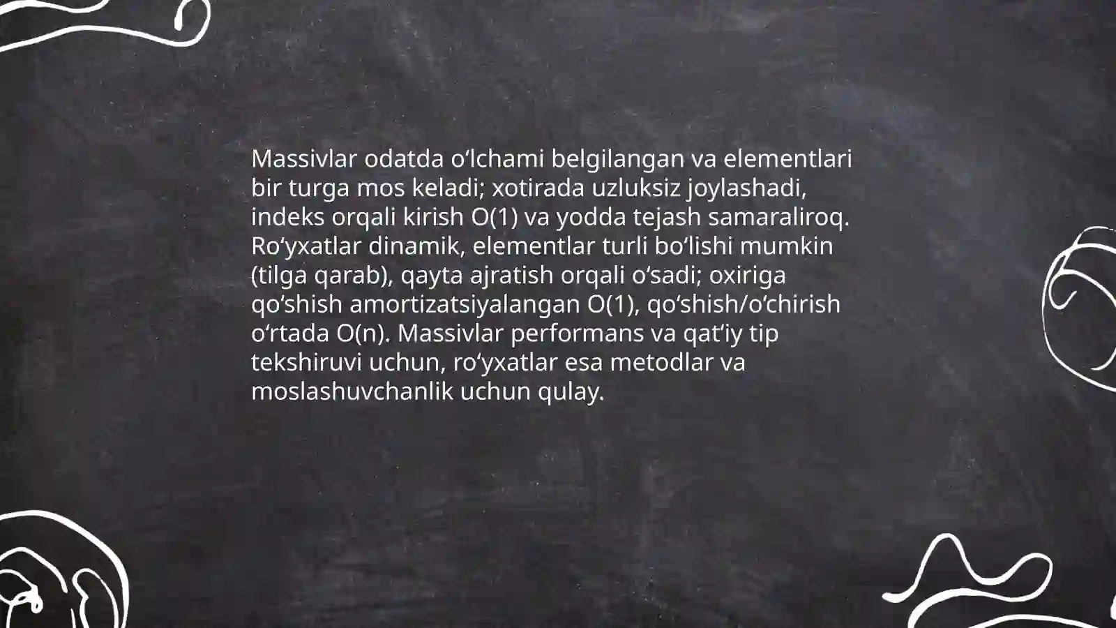 Massivlar Arrays 4