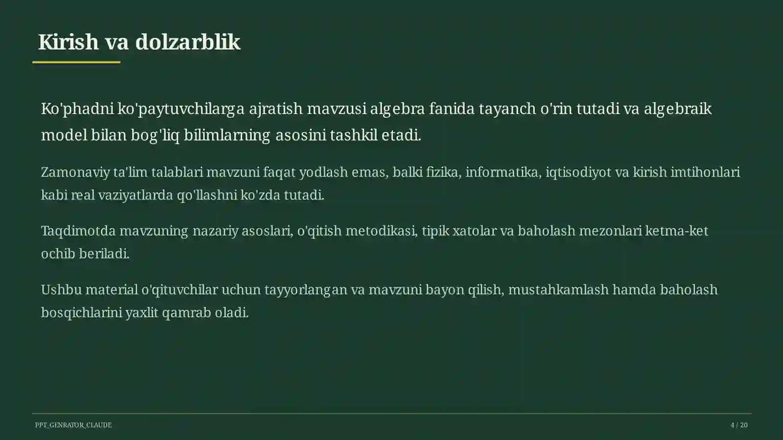 Ko'phadni ko'paytuvchilarga ajratish (7-sinf) 4