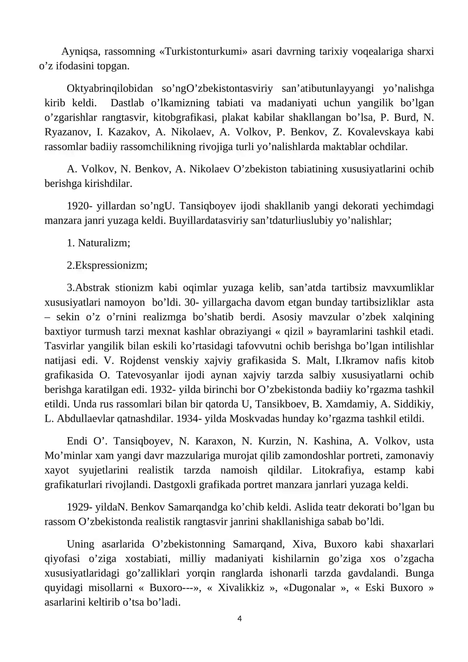Pavel Benkov ijodi haqida. Mustaqil ish 4