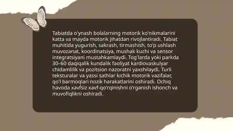 Bolalarni jismoniy ravishda tabiat bilan tanishtirishtiring ahamiyati 4