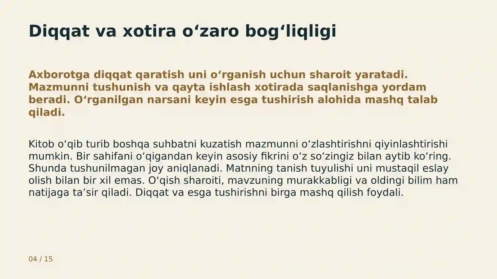 Diqqat va xotirani rivojlantirish usullari 4