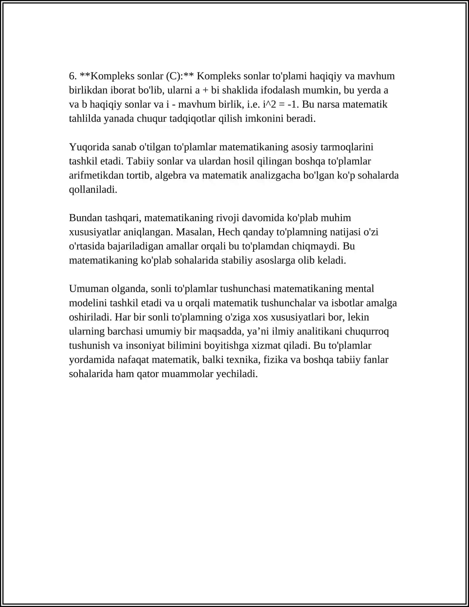 SONLI TOʻPLAMLAR HAQIDA MALUMOT 4